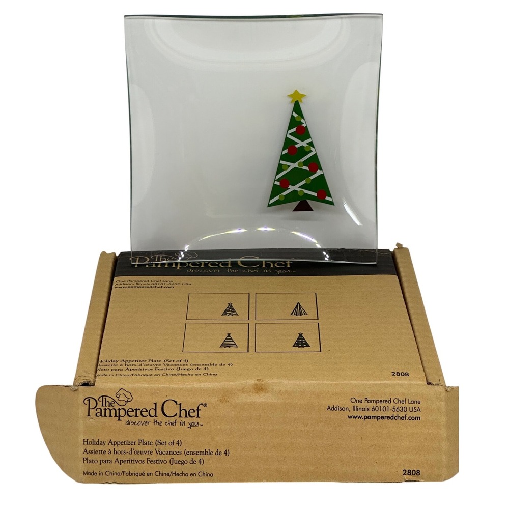 The Pampered Chef Holiday Serving Plate & Appetizer Plates‎ Clear Glass Tree Set